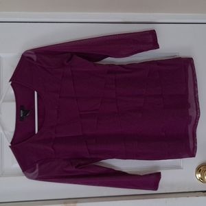 Alfani 3/4 Sleeve Knit Top with a Tiered Front PS Purple
